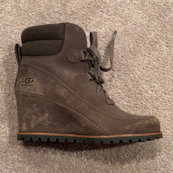 UGG Dark Brown Wedge Ankle Boots - Picture 3 of 7